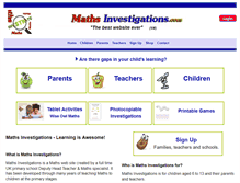 Tablet Screenshot of mathsinvestigations.com